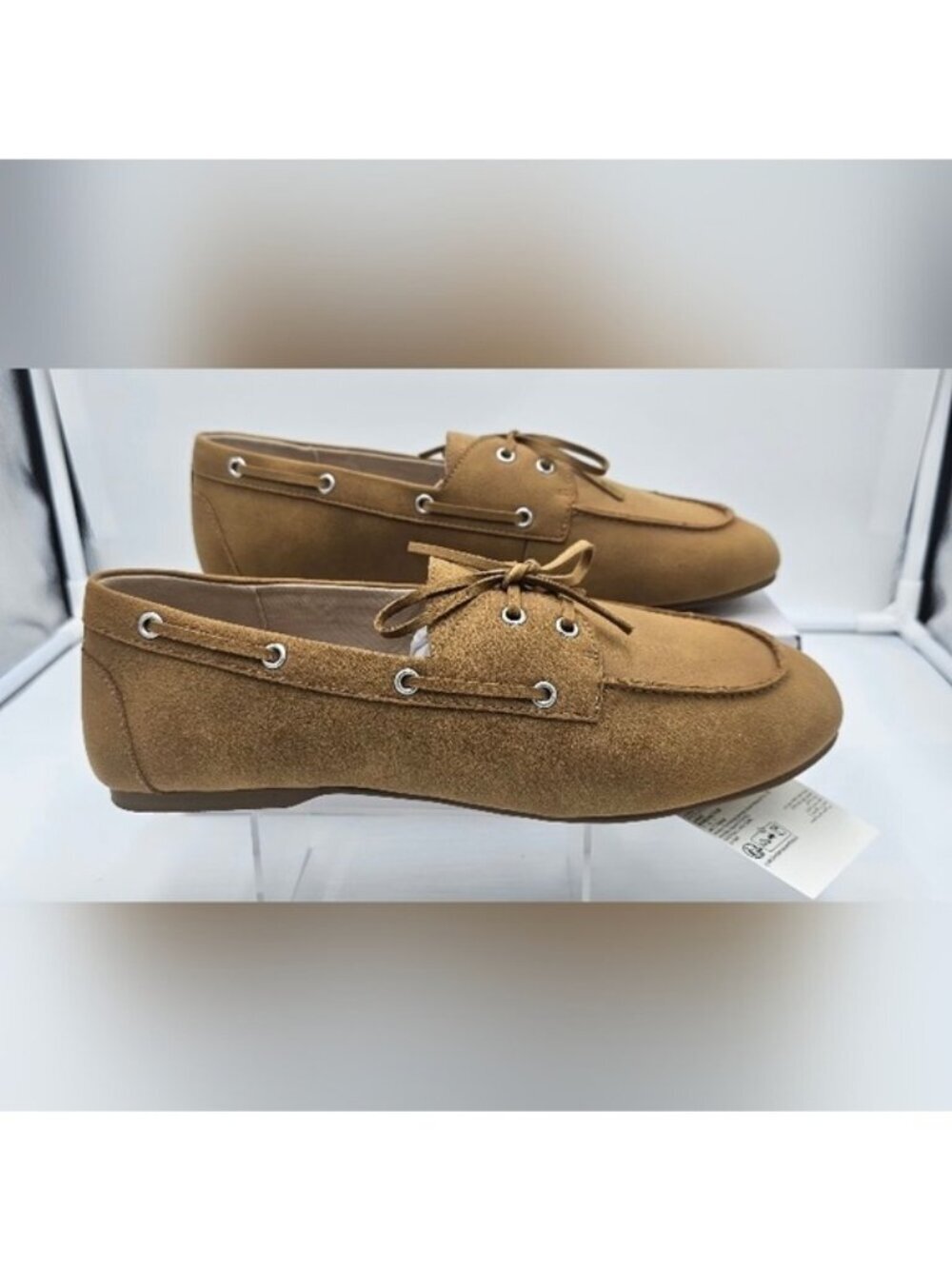 Women’s Monaco Boat Shoes | Size 11 | Cognac Vegan Leather Flats New in Box - Picture 2 of 10
